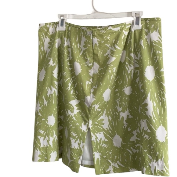 Talbots Sz 6 Tropical Floral Cotton Pencil Skirt Knee Length Green & White - Picture 2 of 8